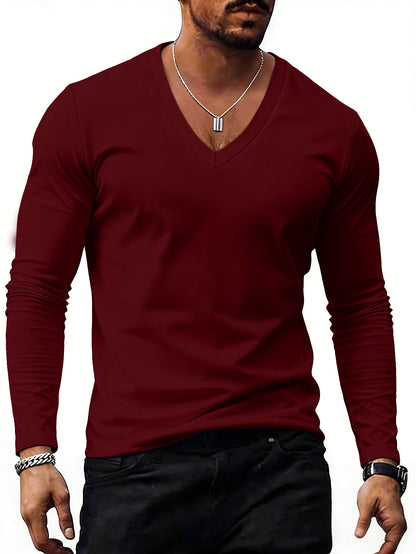 Men's Solid Colour V-Neck T-Shirt - Short Sleeve Casual Tee 7 Colours