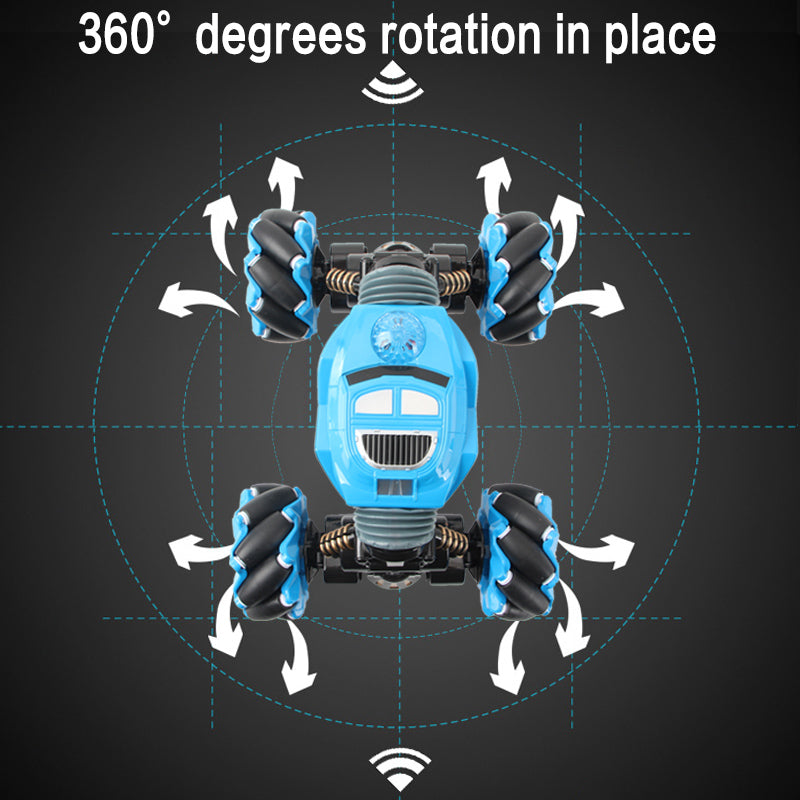RC Stunt Twist Car - One-Key Deformation Special Effects Drift Rechargeable Blue Red