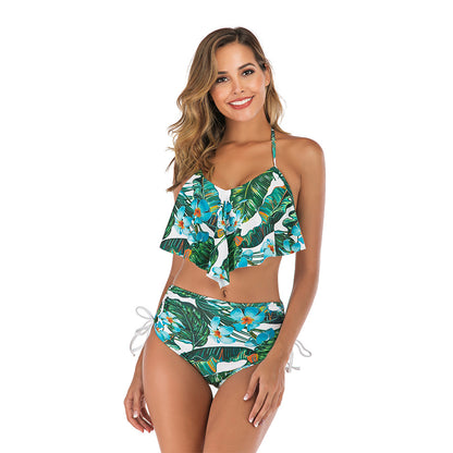 Women's High-Waist Bikini Set – Padded Polyester Swimsuit