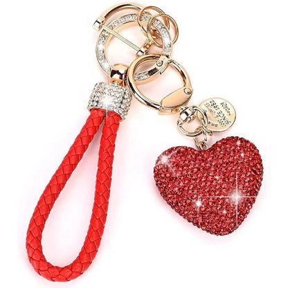 Crystal Heart Rhinestone Keychain | Zinc Alloy Charm | 8 Colours