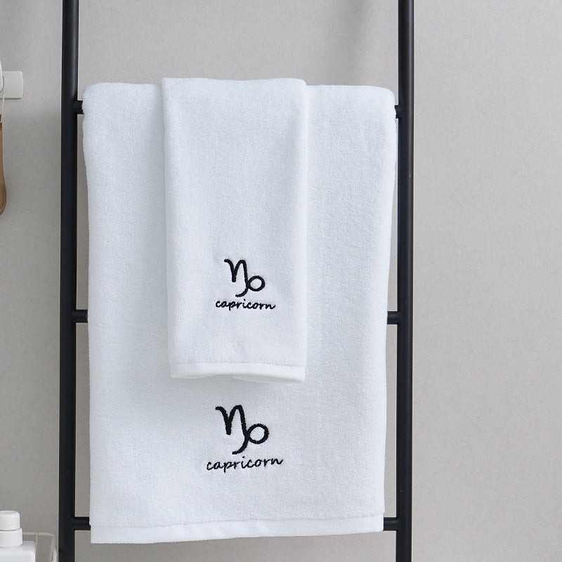 Zodiac Constellation Embroidered Cotton Towel