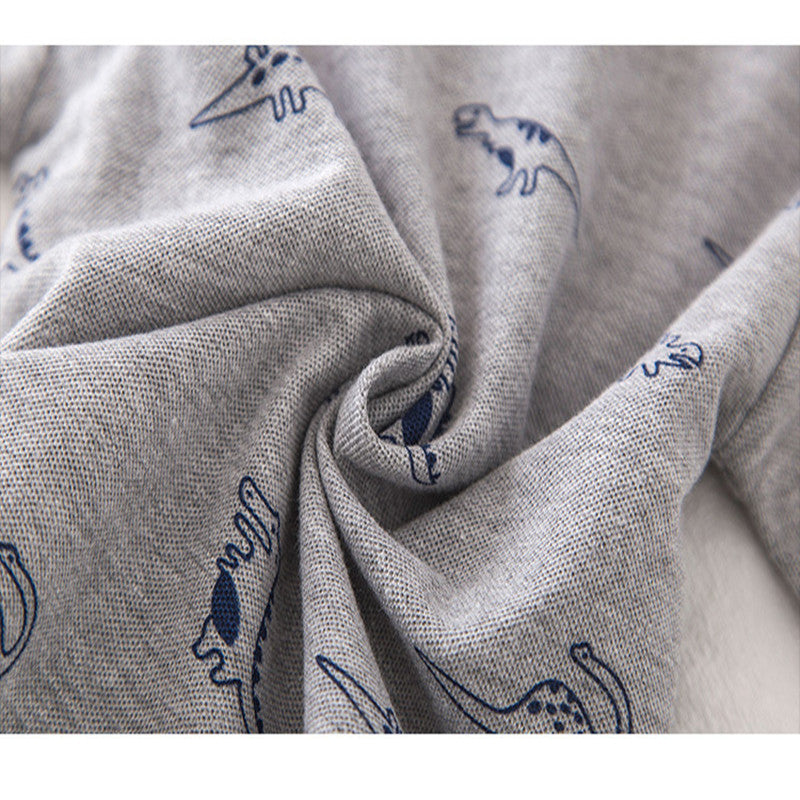 Boys' Cartoon Print Cotton Short Sleeve T-Shirt | Grey & White