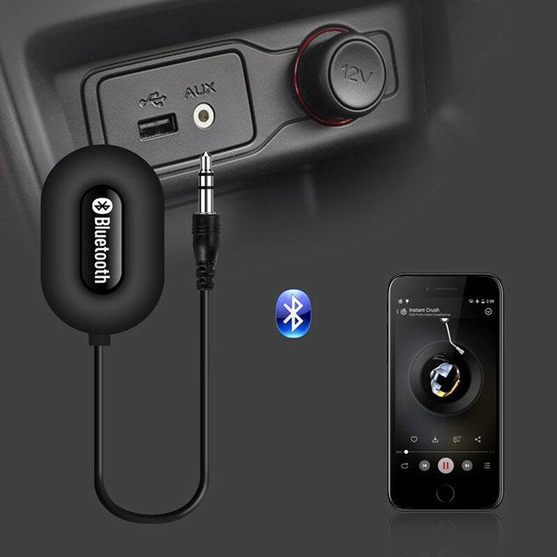 Bluetooth 3.0 Audio Receiver Adapter | 3.5mm AUX Wireless Streaming | Black