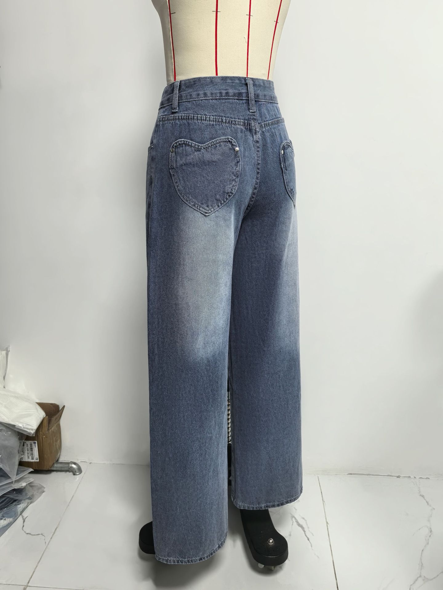 Women's High-Waist Straight-Leg Washed Vintage Jeans - Blue, S-2XL