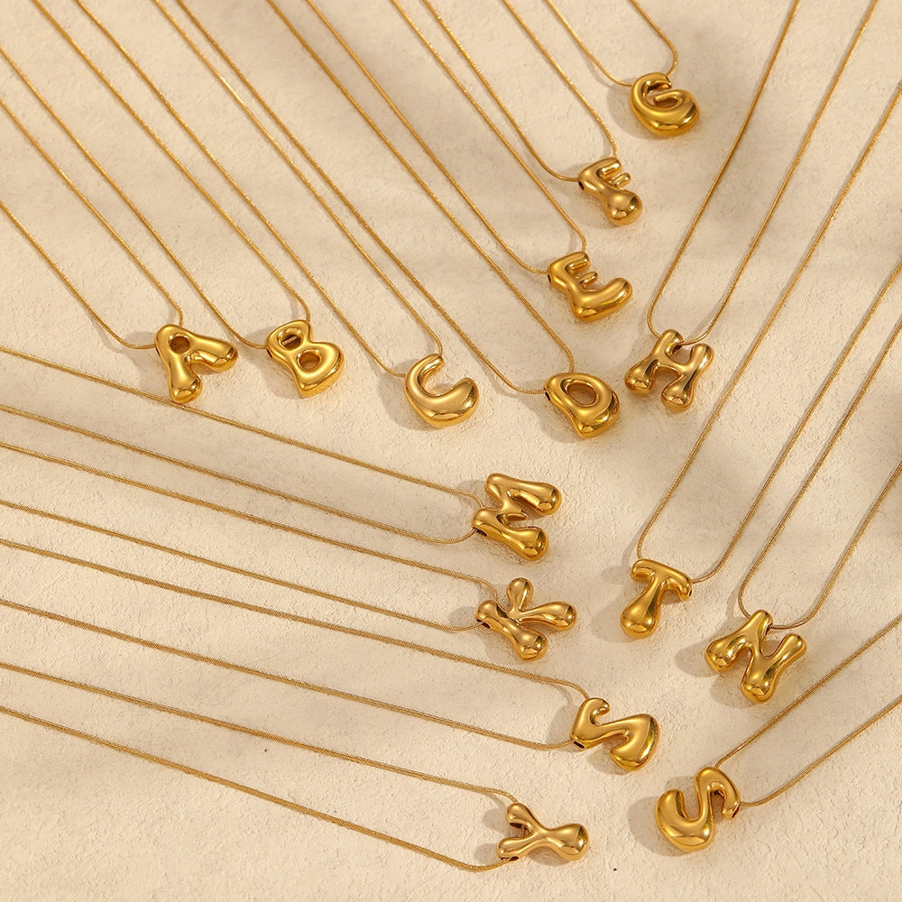 Initial Letter Stainless Steel Pendant Necklace (A–Z)