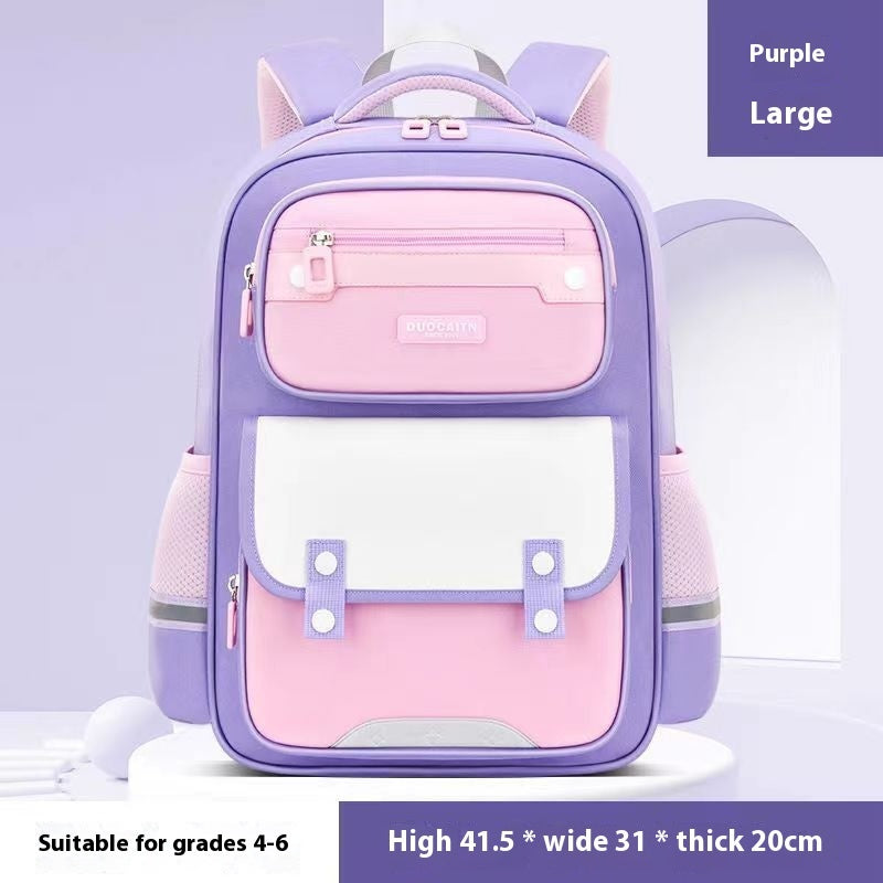 Kids' Fruit Print Nylon School Backpack – Waterproof & Burden-Reducing