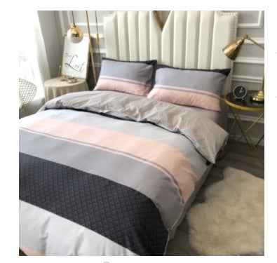 Pure Cotton 4-Piece Bedding Set – Geometric Print Duvet Cover Set for 1.8m Bed