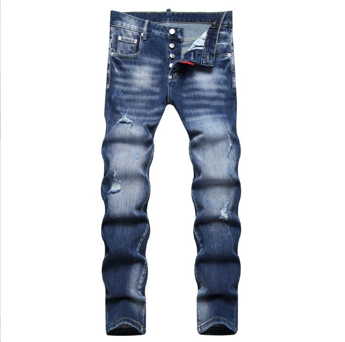 Men's Slim-Fit Denim Jeans – Classic Blue, Waist Sizes 28–42