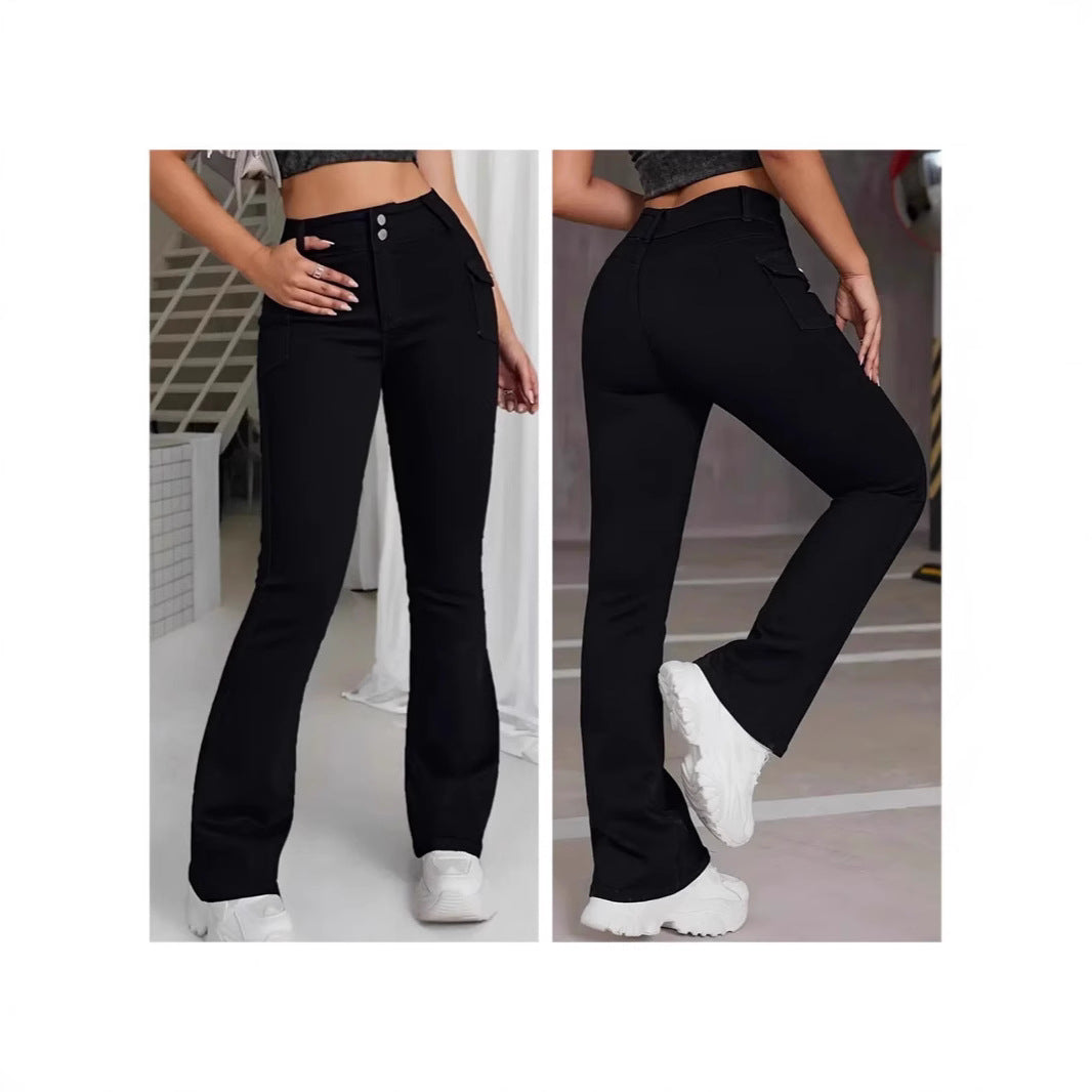 Women's Ultra-Low Waist Flared Jeans | Button Detail | S–2XL