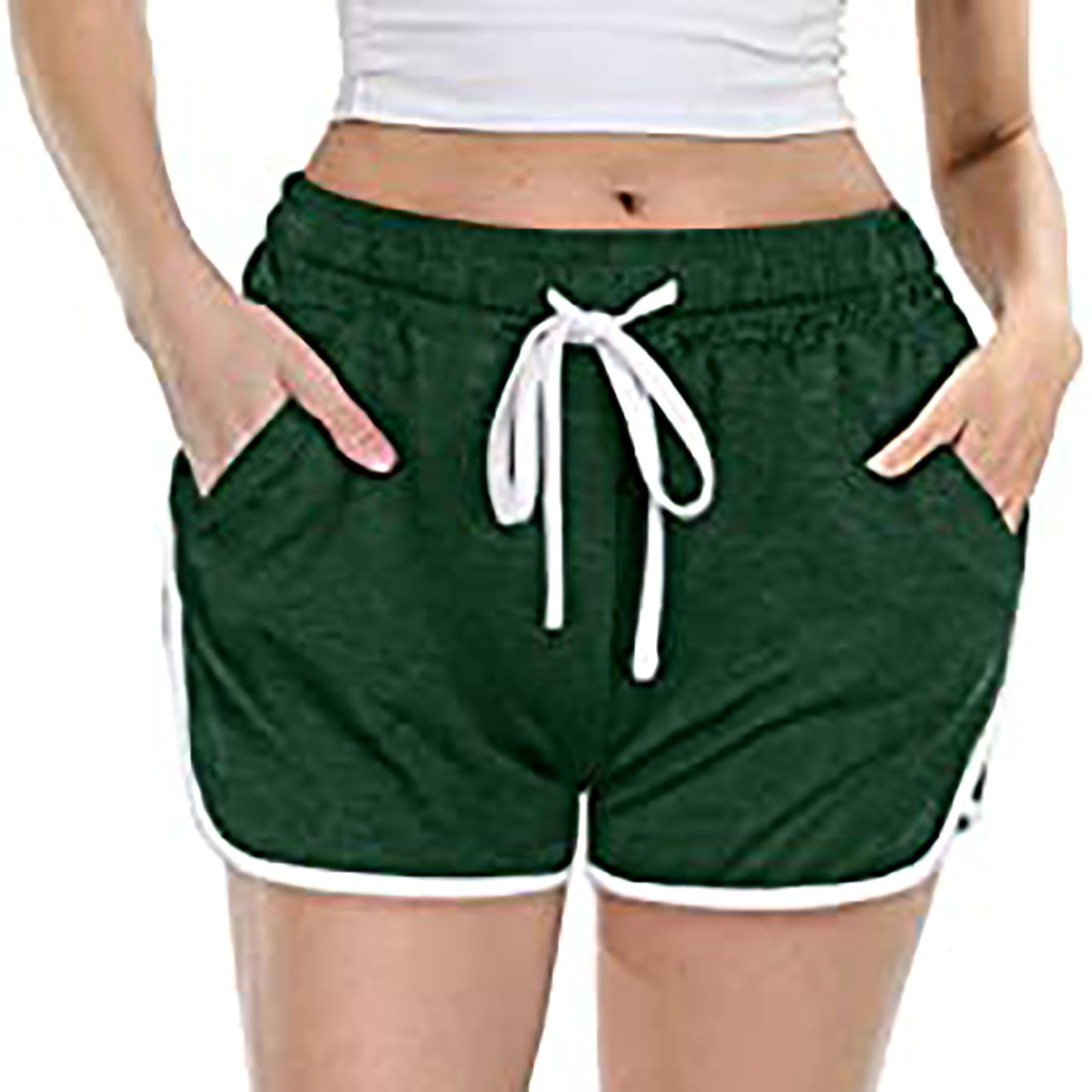 Women's Casual Solid Colour Drawstring Shorts with Pockets