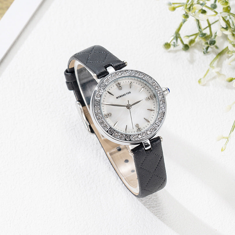 Women's Mineral Glass Quartz Watch | Roman & Diamond Dial