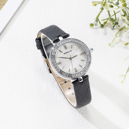 Women's Mineral Glass Quartz Watch | Roman & Diamond Dial