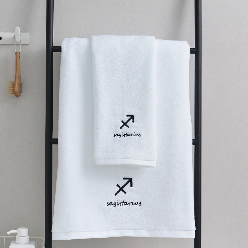 Zodiac Constellation Embroidered Cotton Towel