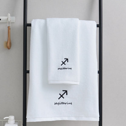 Zodiac Constellation Embroidered Cotton Towel
