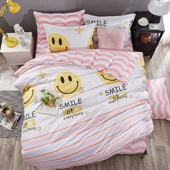 Cartoon Print Twill Polyester Bedding Set – 4-Piece, 17 Colours