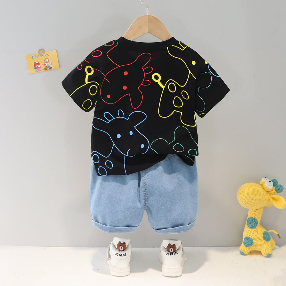 Children's Deer Print Shirt & Shorts Set | Cotton