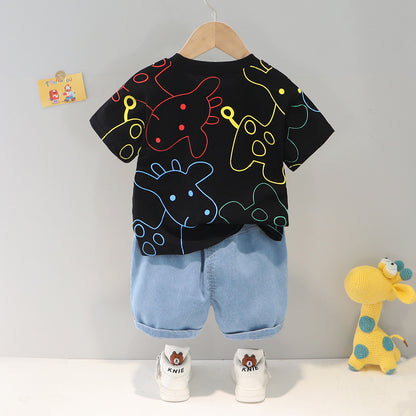 Children's Deer Print Shirt & Shorts Set | Cotton