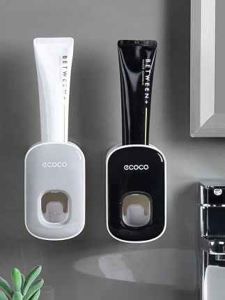 Wall-Mounted Automatic Toothpaste Dispenser & Toothbrush Holder Set