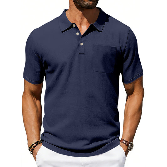 Men's Linen Blend Lapel Polo Shirt | Short Sleeve