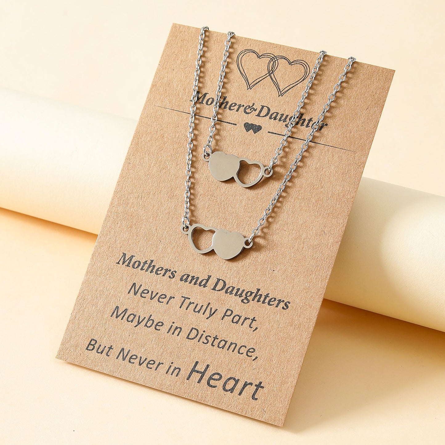 Heart-Shaped Stainless Steel Handmade European And American Style Fashion Card Heart Necklace