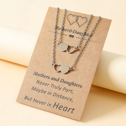 Heart-Shaped Stainless Steel Handmade European And American Style Fashion Card Heart Necklace