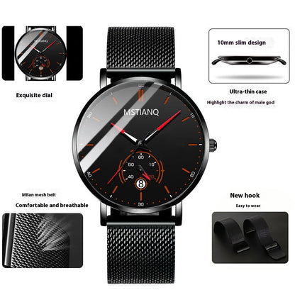 Men’s Casual Alloy Watch – 10mm, 4 Dial Colours, 3 Strap Styles