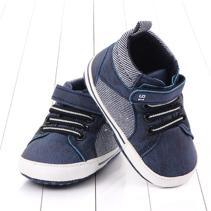 Baby & Toddler Boys' High-Top Cotton Shoes – Velcro Fastening