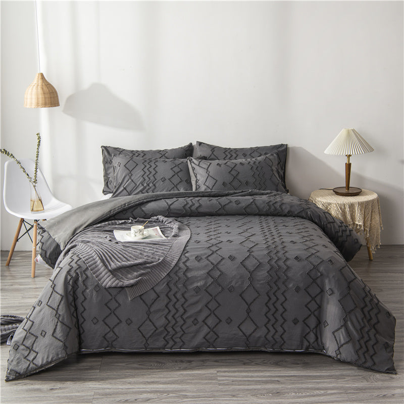 Bohemian Pillow Cases | Dark Grey, Light Grey, White & Mandala