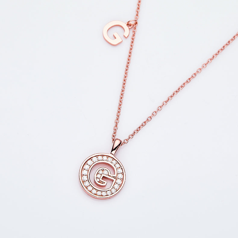 S925 Silver Moissanite Letter G Necklace | GRA Certified