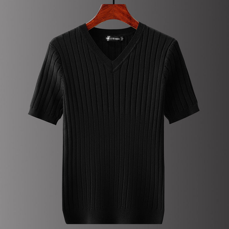 Men's Long Sleeve Basic Top – V-Neck & Crew Neck in White & Black
