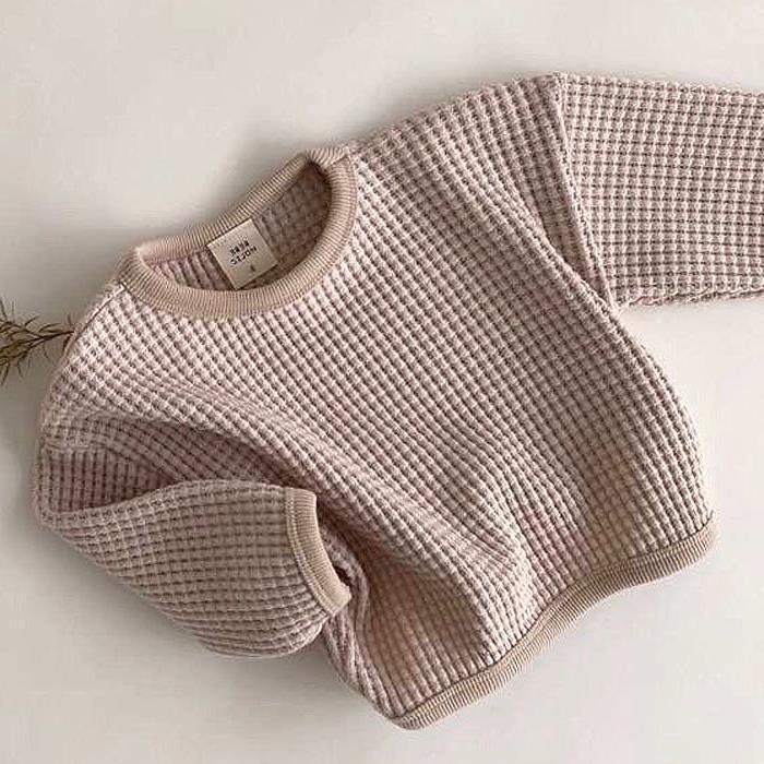 Baby & Toddler Waffle Knit Cotton Pullover | 3 Colours, 80–90cm
