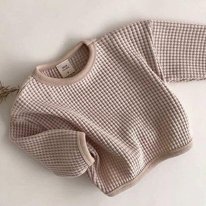 Baby & Toddler Waffle Knit Cotton Pullover | 3 Colours, 80–90cm