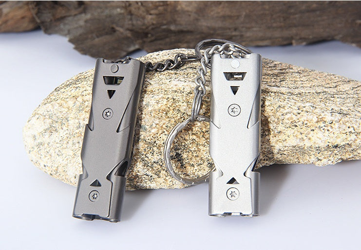 Emergency Keychain Whistle – Loud Survival Signal Whistle Silver & Black