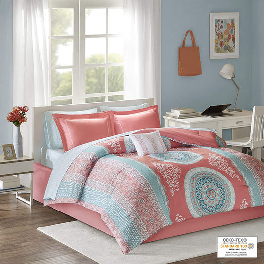 Reactive Print Polyester Bedding Set | 4 Colours & 3 Sizes