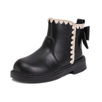 Girls' Velvet-Lined Leather Boots – Soft Sole