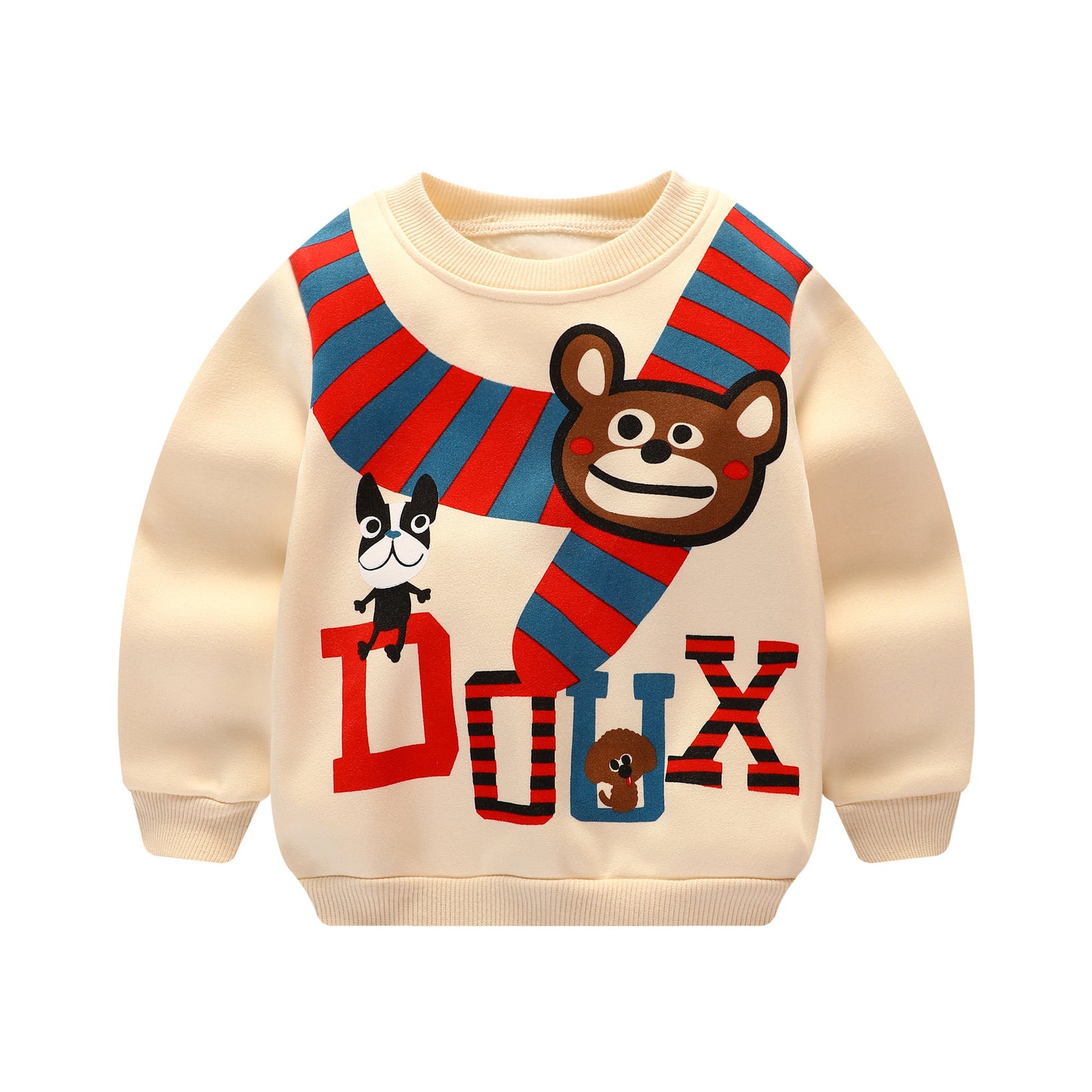 Kids Fleece-Lined Cartoon Print Sweatshirt | Unisex Winter Jumper