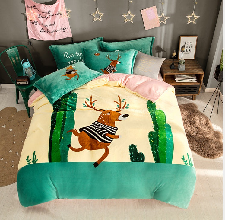 French Velvet Flannel Bedding Set | 4 Piece | 19 Prints