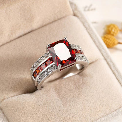 Retro Colour-Block Ring | Electroplated Alloy Fashion Ring for Women