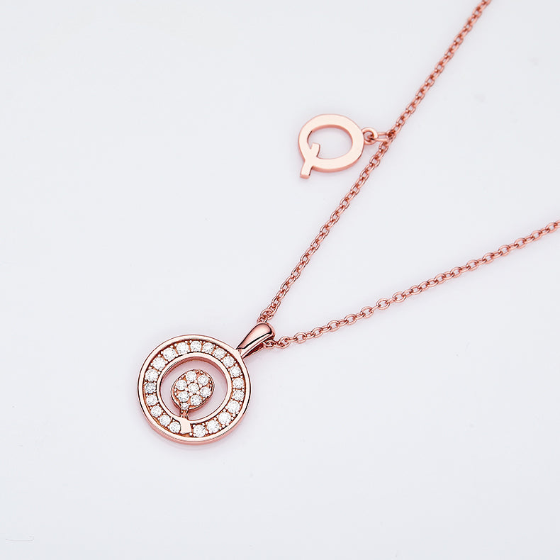 Moissanite Letter Q Necklace | Platinum-Plated S925 Silver | GRA Certified