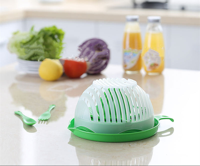 Salad Cutter Bowl — 2-in-1 Chopper, Drain Basket & Serving Bowl