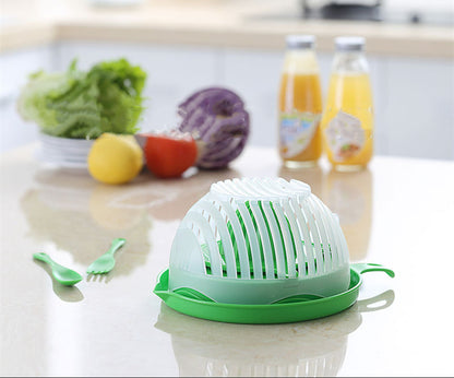 Salad Cutter Bowl — 2-in-1 Chopper, Drain Basket & Serving Bowl
