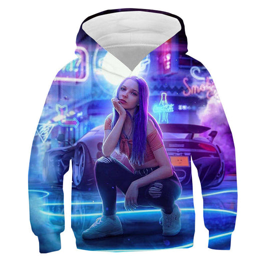 Children's Cyberpunk Graphic Hoodie | 3D Full-Print Kids Sweatshirt