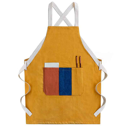 Baking & Art Apron – Unisex Kitchen & Craft Apron in Yellow, Blue & Brick