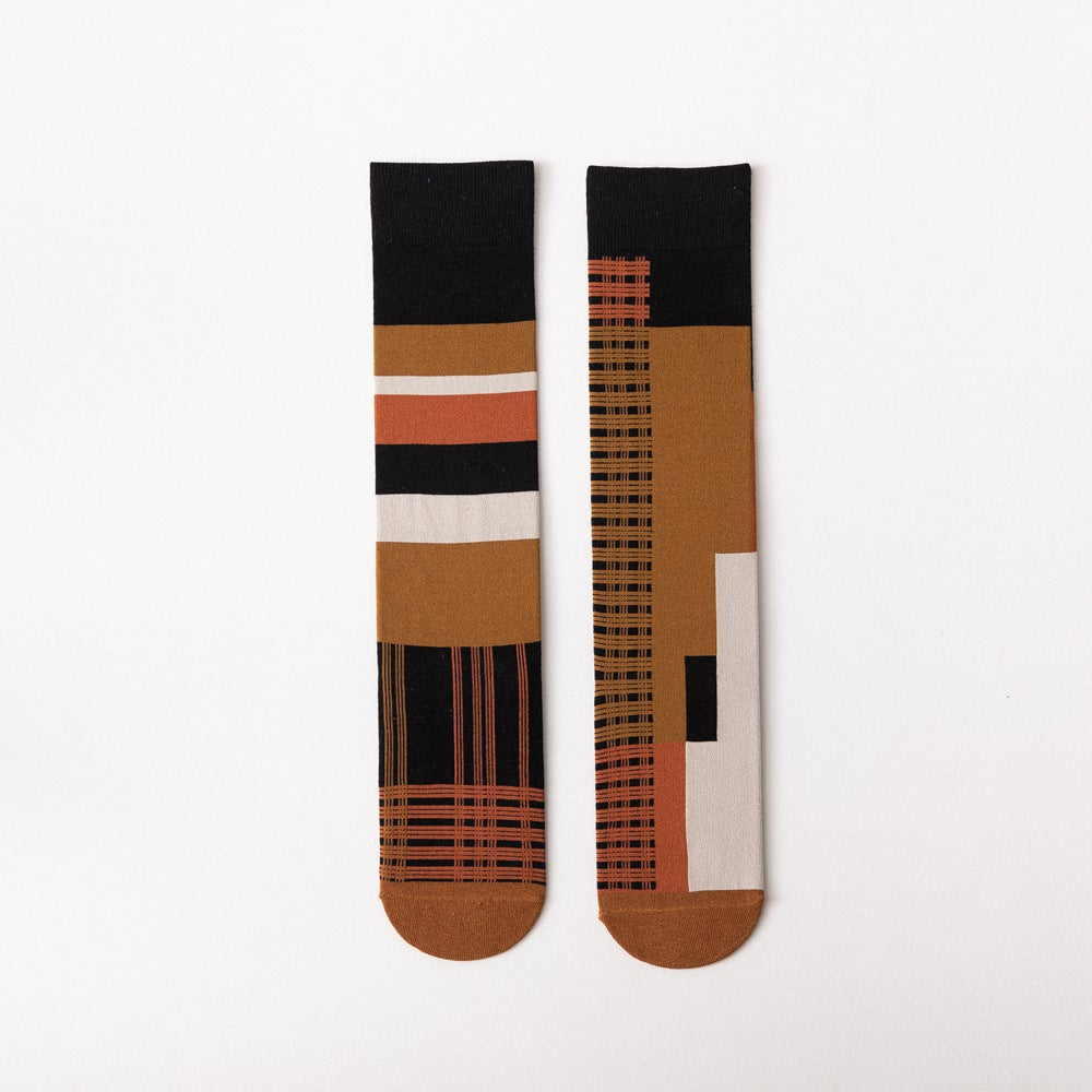 Japanese AB Asymmetric Long-Tube Socks – Cartoon Jacquard 10 Colours