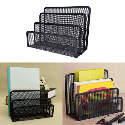 Metal Mesh Desk Organiser | 3-Section | Office & Study Desk Storage