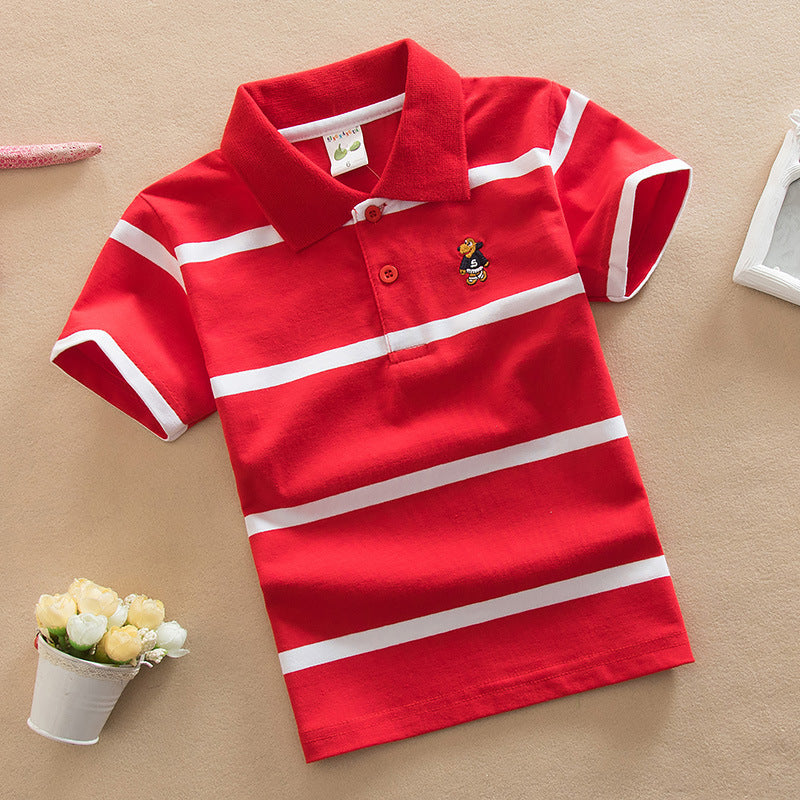 Children's Short Sleeve Striped Cotton Polo T-Shirt | 8 Colours | Ages 2-13