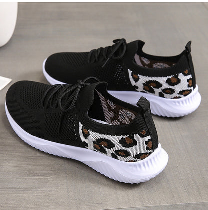 Women's Leopard Print Mesh Lace-Up Sneakers | EU 35–43