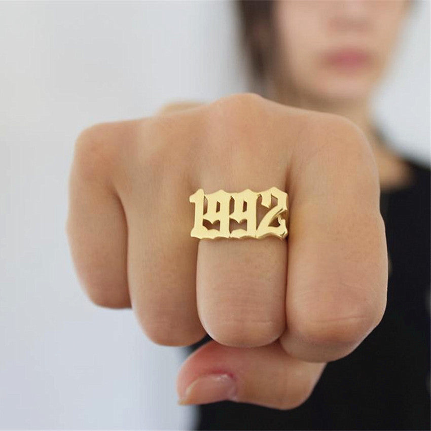 Unisex Birth Year Date Ring – Stainless Steel, Gold, Platinum & Rose Gold