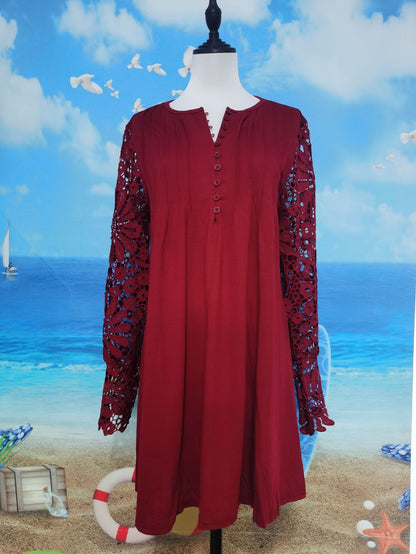 Women's Elegant Lace Long-Sleeve Dress