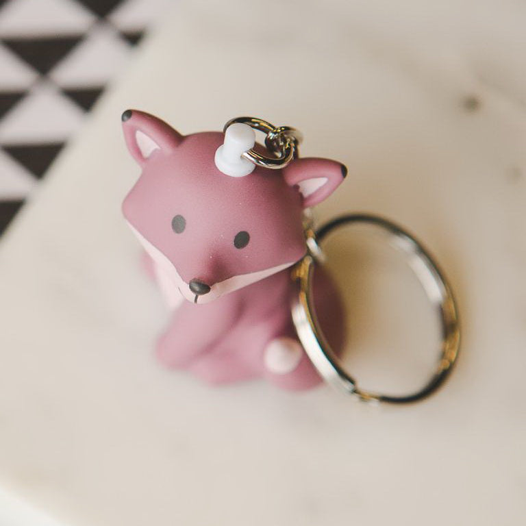 3D Cartoon Fox Keychain | Purple, Blue & Grey